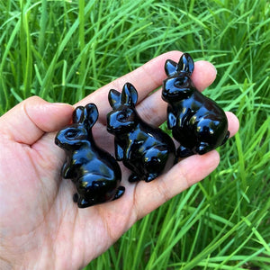 2" Natural hand Obsidian Rabbit Carved,Quartz Skull Carved ,Quartz Crystal Sculpture Carving,Home Decoration,Crystal Heal,Crystal Gifts