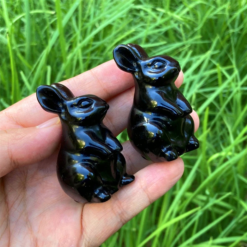 2" Natural hand Obsidian Rabbit Carved,Quartz Skull Carved ,Quartz Crystal Sculpture Carving,Home Decoration,Crystal Heal,Crystal Gifts
