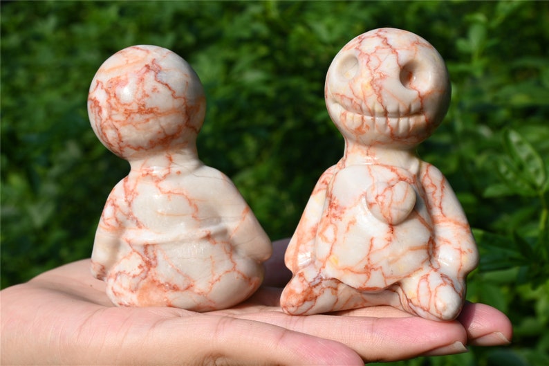 3'' Hand carved Natural Red network Ghost Doll，Crystal demon，crystal decor，Quartz Crystal，Halloween gift，ornament，Crystal Healing