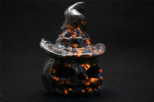 3'' Natural Hand carved Yooperlite skull，Yooperlite pumpkin，crystal skull，quartz crystal，crystal pumpkin Flurescent lamp（USB port）