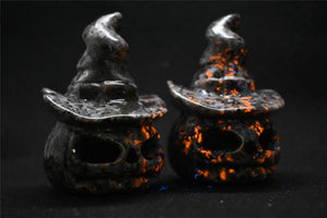 3'' Natural Hand carved Yooperlite skull，Yooperlite pumpkin，crystal skull，quartz crystal，crystal pumpkin Flurescent lamp（USB port）