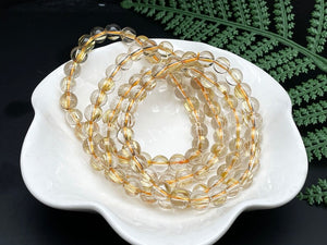 Gold Rutilated Crystal Bracelet, Round Beads, Beaded Bracelet, Handmade Jewelry, Healing Crystals and Stones E086613
