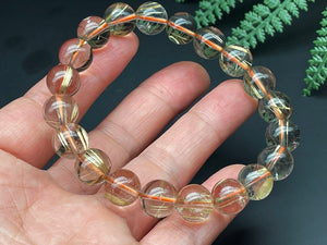 Gold Rutilated Crystal Bracelet, Round Beads, Beaded Bracelet, Handmade Jewelry, Healing Crystals and Stones E086616