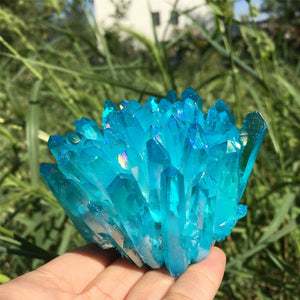 1PC Blue Titanium Quartz Crystal Cluster,Crystal VUG,Crystal Healing,Mineral Specimen,Home Decoration,Reiki Healing,Crystal Gifts 300g+
