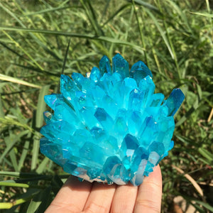 1PC Blue Titanium Quartz Crystal Cluster,Crystal VUG,Crystal Healing,Mineral Specimen,Home Decoration,Reiki Healing,Crystal Gifts 300g+
