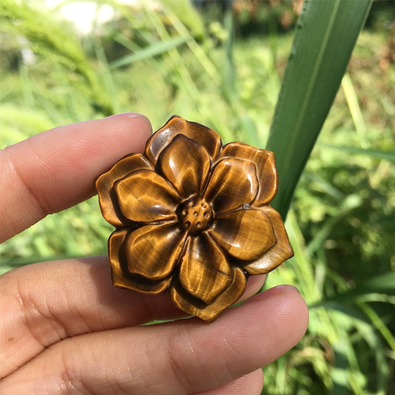 1PC Natural Tiger Eye Jasper Flower,Crystal Flower,Crystal Carving,Home Decoration,Stone,Mineral Specimen,Crystal Healing,Crystal Gift 20g+