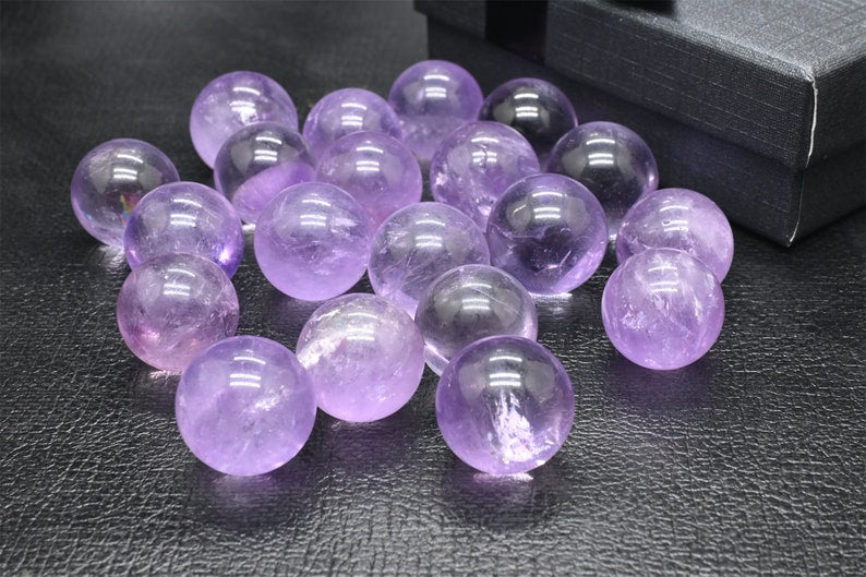 20PC Natural 15mm Amethyst ball，Crystal ball，Christmas gift，Halloween gift，crystal sphere Gift Set，crystal ball gift，crystal healing