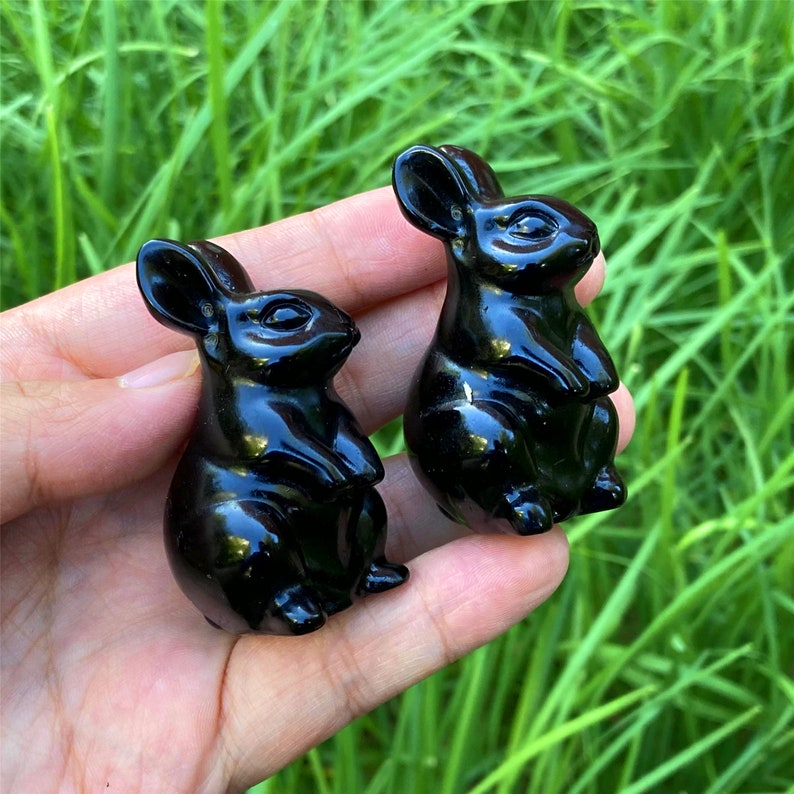2" Natural hand Obsidian Rabbit Carved,Quartz Skull Carved ,Quartz Crystal Sculpture Carving,Home Decoration,Crystal Heal,Crystal Gifts