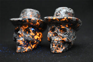 2.2'' Natural Hand Carved Yooperlite skull，crystal carved skull，crystal skull，Quartz Crystal，crystal skull healing stone 1PC
