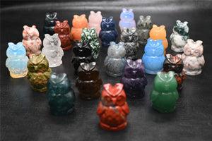 1.2'' Random Natural Hand carved Crystal Owl，Carved Owl ，Christmas gift，Quartz Crystal，ornament，Crystal Healing