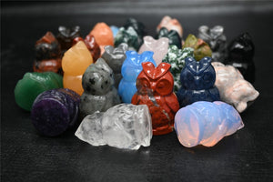 1.2'' Random Natural Hand carved Crystal Owl，Carved Owl ，Christmas gift，Quartz Crystal，ornament，Crystal Healing