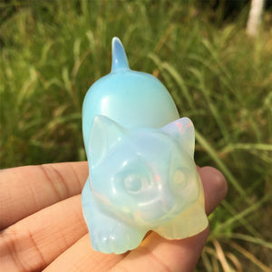 1PC Opalite Cat,Quartz Crystal Cat,Home Decoration,Reiki Healing,Rock,Crystal Animal,Mineral Specimen,Crystal Carving,Crystal Gifts 80g+