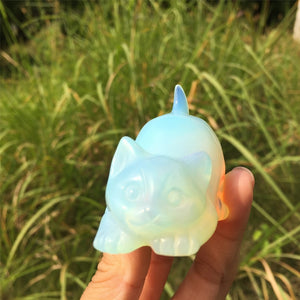 1PC Opalite Cat,Quartz Crystal Cat,Home Decoration,Reiki Healing,Rock,Crystal Animal,Mineral Specimen,Crystal Carving,Crystal Gifts 80g+