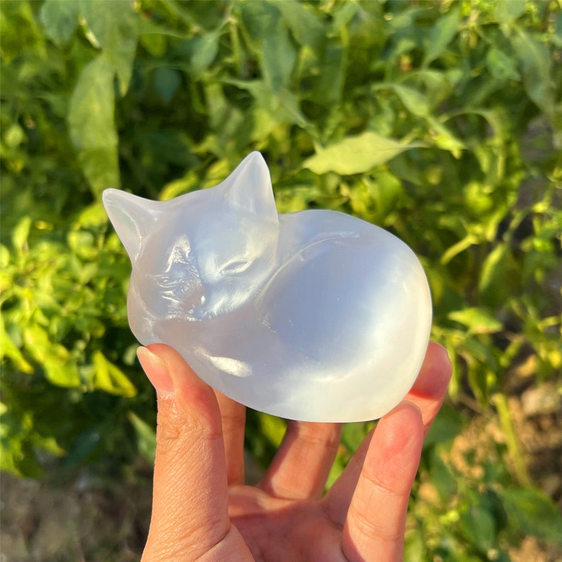3.5'' Natural Selenite Sleep Cat,Quartz Crystal Sleep Cat,Crystal Animal,Home Decoration,Reiki Healing,Crystal Collection,Crystal Gifts