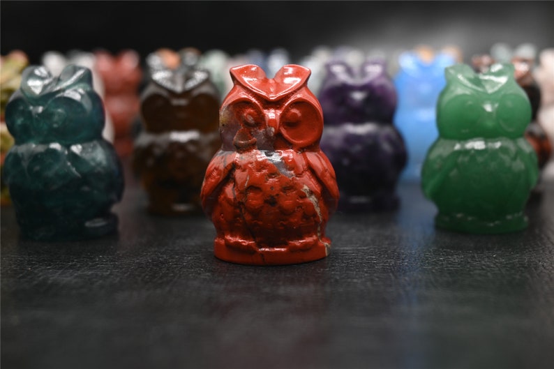 1.2'' Random Natural Hand carved Crystal Owl，Carved Owl ，Christmas gift，Quartz Crystal，ornament，Crystal Healing