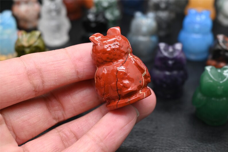 1.2'' Random Natural Hand carved Crystal Owl，Carved Owl ，Christmas gift，Quartz Crystal，ornament，Crystal Healing