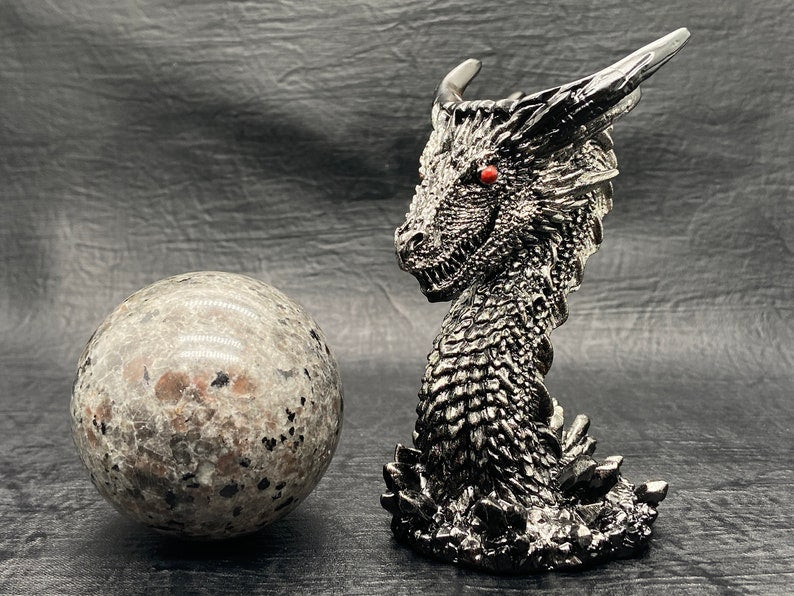 60mm+ Natural Yooperlite ball+Resin dragon base，Crystal sphere，Quartz Crystal Ball，Crystal decor，Yooperlite ball，Crystal Healing