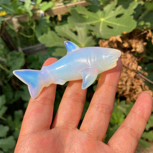 1PC 2" White Opalite Shark Carved,Quartz Crystal Shark Carved ,Crystal Heal,Home decoration,Crystal Sculpture,Mineral,Fish,Crystal Gifts