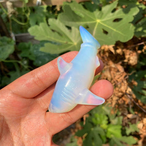 1PC 2" White Opalite Shark Carved,Quartz Crystal Shark Carved ,Crystal Heal,Home decoration,Crystal Sculpture,Mineral,Fish,Crystal Gifts