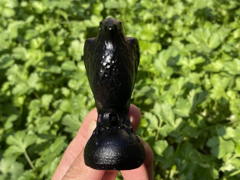 2.8'' Natural Hand Carved Obsidian Crow，Crystal Skull，crow Carved，crow Carving，Home Decor,Crystal Healing,Christmas gift 1PC