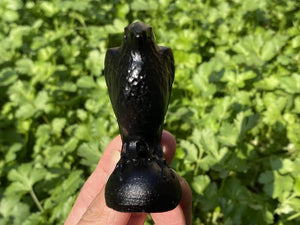 2.8'' Natural Hand Carved Obsidian Crow，Crystal Skull，crow Carved，crow Carving，Home Decor,Crystal Healing,Christmas gift 1PC