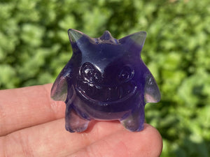 1.4" Natural Rainbow Fluorite Carved Gengar,Crystal Gengar Carving ,Gengar Decor，Crystal Healing,Decor,Crystal Pokemon,Christmas Gifts 1PC