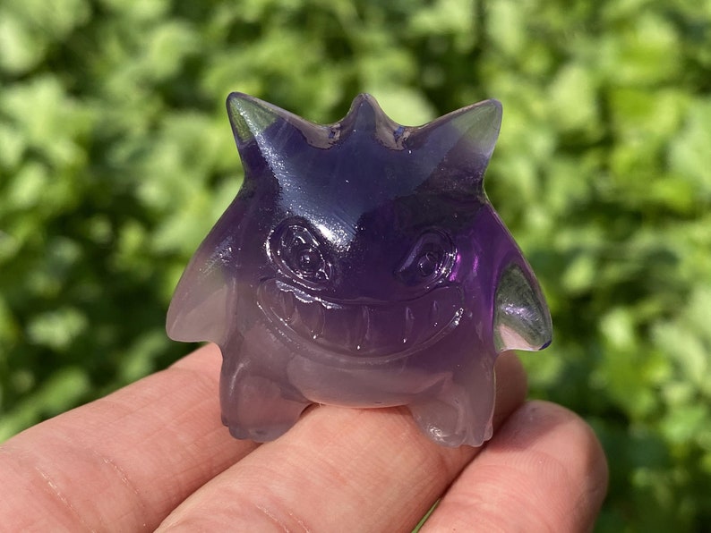 1.4" Natural Rainbow Fluorite Carved Gengar,Crystal Gengar Carving ,Gengar Decor，Crystal Healing,Decor,Crystal Pokemon,Christmas Gifts 1PC