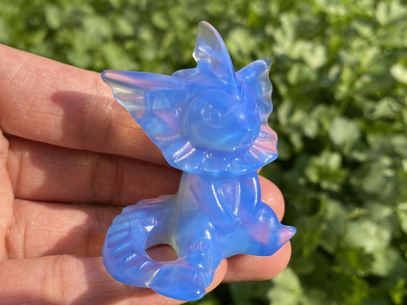 2.1" Blue Opalite Carved Vaporeon,Crystal Vaporeon ,Opalite Eevee,Skull Carving，Blue Opalite Vaporeon Carving,Crystal Healing， Crystal Gifts