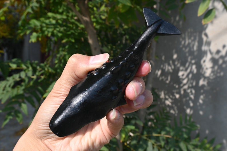 4.6'' Crystal whale，Natural Hand carved Obsidian whale，Crystal whale，crystal decor，Quartz Crystal，Christmas gift，ornament，Crystal Healing