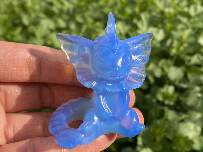 2.1" Blue Opalite Carved Vaporeon,Crystal Vaporeon ,Opalite Eevee,Skull Carving，Blue Opalite Vaporeon Carving,Crystal Healing， Crystal Gifts