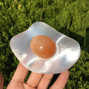 1PC Natural Selenite Poached Egg,Quartz Poached Egg,Selenite Poached Egg,Reiki Healing,Home Decoration,Crystal Gifts,Mineral Specimen 190g+