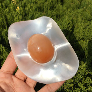 1PC Natural Selenite Poached Egg,Quartz Poached Egg,Selenite Poached Egg,Reiki Healing,Home Decoration,Crystal Gifts,Mineral Specimen 190g+