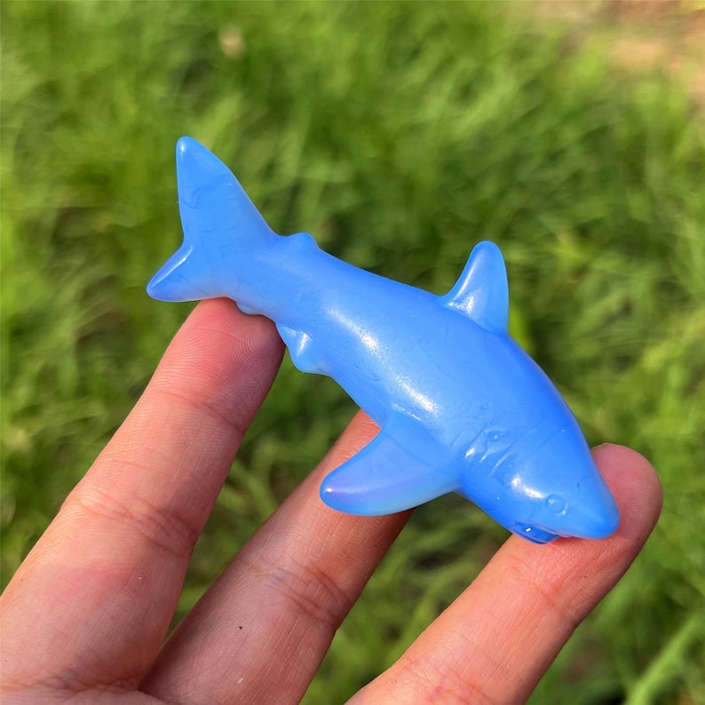 Hand Blue Oplaite Shark Carved,Quartz Shark, Crystal Shark,Crystal Animal,Crystal Energy,Home Decoration, Reiki Heal,Crystal Gifts