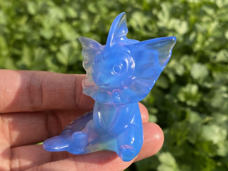 2.1" Blue Opalite Carved Vaporeon,Crystal Vaporeon ,Opalite Eevee,Skull Carving，Blue Opalite Vaporeon Carving,Crystal Healing， Crystal Gifts