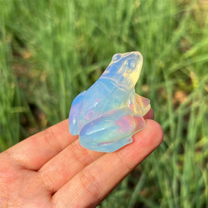 White Clear Opalite Frog Carved,Quartz Crystal Skull,Home Decoration,Mineral Specimens,Crystal Sculpture,Reiki Heal,Crystal Gift 1pc