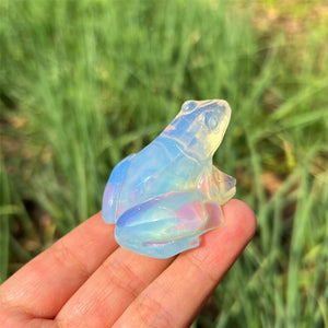 White Clear Opalite Frog Carved,Quartz Crystal Skull,Home Decoration,Mineral Specimens,Crystal Sculpture,Reiki Heal,Crystal Gift 1pc