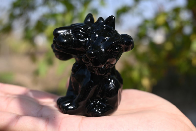 2.4'' Obsidian Dog skull，Crystal skull，Demon dog，Hand carved Natural,Crystal Healing，Gift Collect Decor Easter gift,Random delivery