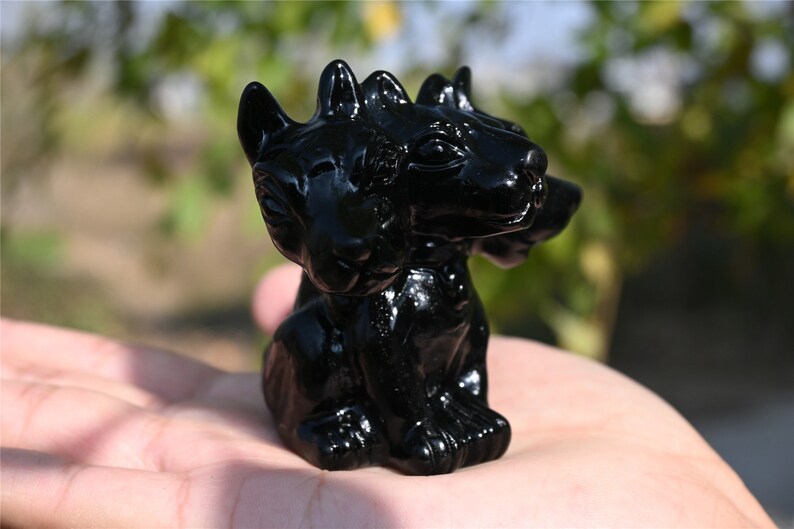 2.4'' Obsidian Dog skull，Crystal skull，Demon dog，Hand carved Natural,Crystal Healing，Gift Collect Decor Easter gift,Random delivery