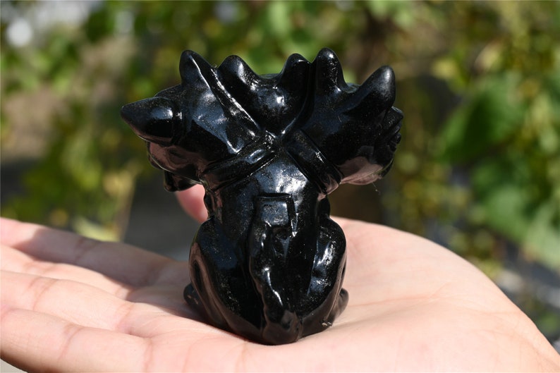 2.4'' Obsidian Dog skull，Crystal skull，Demon dog，Hand carved Natural,Crystal Healing，Gift Collect Decor Easter gift,Random delivery