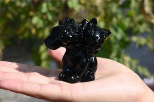 2.4'' Obsidian Dog skull，Crystal skull，Demon dog，Hand carved Natural,Crystal Healing，Gift Collect Decor Easter gift,Random delivery