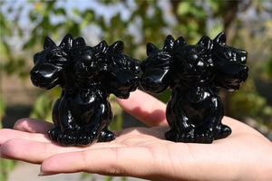 2.4'' Obsidian Dog skull，Crystal skull，Demon dog，Hand carved Natural,Crystal Healing，Gift Collect Decor Easter gift,Random delivery