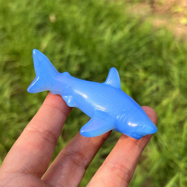 Hand Blue Oplaite Shark Carved,Quartz Shark, Crystal Shark,Crystal Animal,Crystal Energy,Home Decoration, Reiki Heal,Crystal Gifts