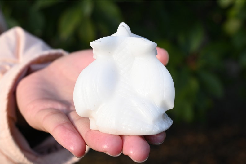 2'' Carved White jade dragon，Crystal dragon，Dragon skull，Christmas present，Birthday present，Chakra Reiki Healing Decoration 1PC
