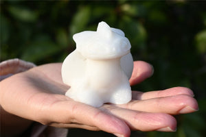 2'' Carved White jade dragon，Crystal dragon，Dragon skull，Christmas present，Birthday present，Chakra Reiki Healing Decoration 1PC