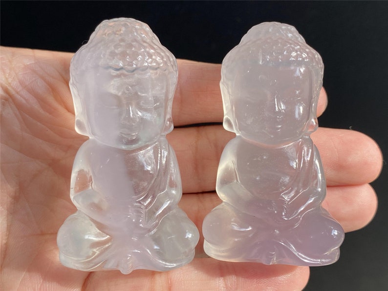 2.4" Natural Fluorite Carved Buddha，Crystal Carved Buddha，Fluorite Carved Buddha Carving， Healing，Buddha Model，Christmas Gifts