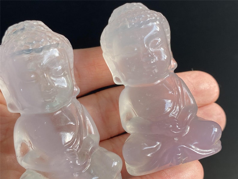 2.4" Natural Fluorite Carved Buddha，Crystal Carved Buddha，Fluorite Carved Buddha Carving， Healing，Buddha Model，Christmas Gifts
