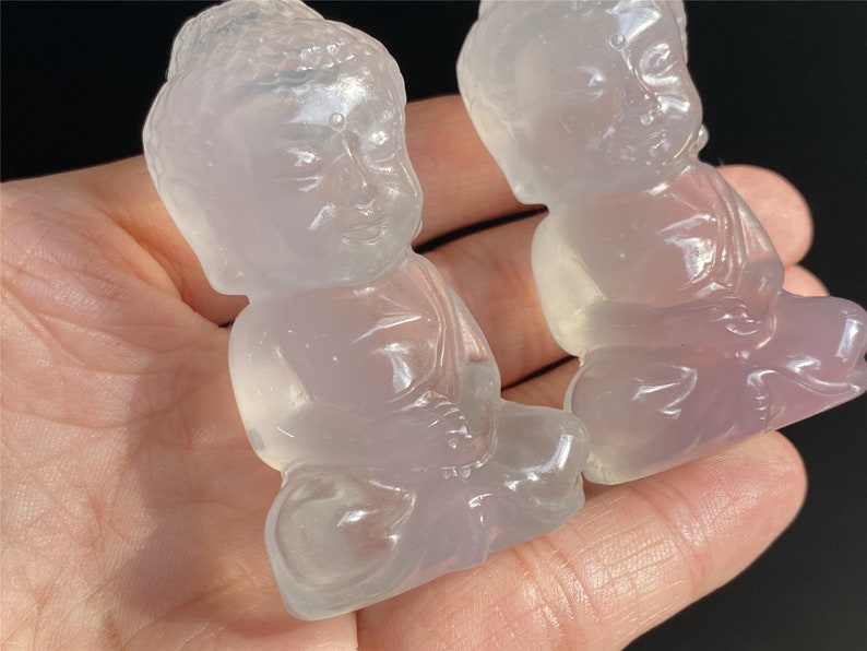 2.4" Natural Fluorite Carved Buddha，Crystal Carved Buddha，Fluorite Carved Buddha Carving， Healing，Buddha Model，Christmas Gifts