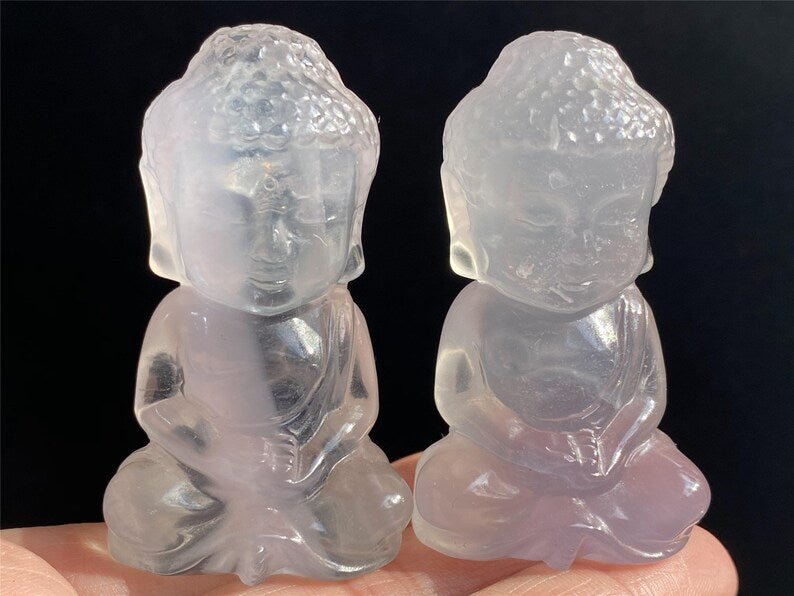 2.4" Natural Fluorite Carved Buddha，Crystal Carved Buddha，Fluorite Carved Buddha Carving， Healing，Buddha Model，Christmas Gifts