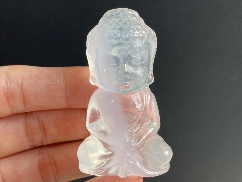 2.4" Natural Fluorite Carved Buddha，Crystal Carved Buddha，Fluorite Carved Buddha Carving， Healing，Buddha Model，Christmas Gifts