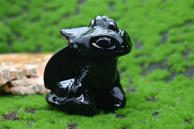 2'' Obsidian dragon，Hand carved Natural Crystal Dragon，Crystal carved Dragon，crystal decor，Quartz Crystal，crystal ornament，Crystal Healing